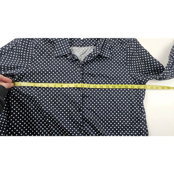 Foxcroft 16P wrinkle free fitted black polka dot career casual button up top + - Picture 6 of 6